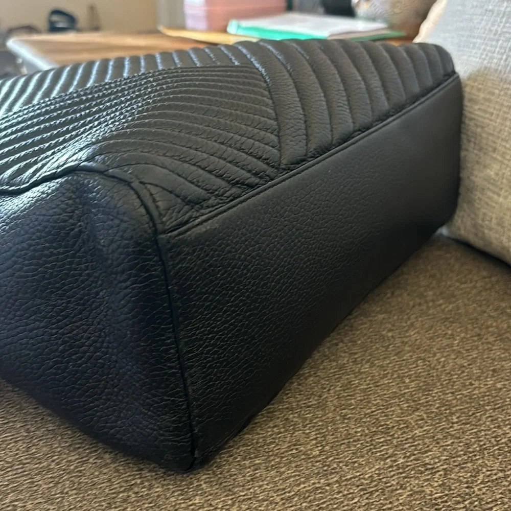 14th & Union Muse‎ Leather Quilted Tote Bag in Black